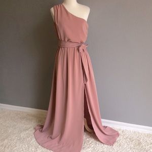Blush One-Shoulder Belted Dress Size XL